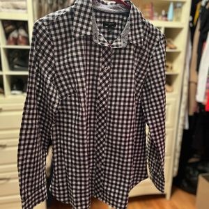 Talbots, Size SP, Long sleeve blue and white shirt